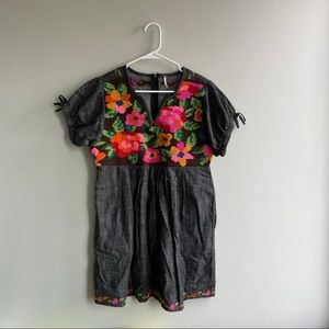 Free People Floral Denim Babydoll Dress